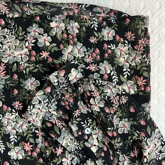 Vintage Givenchy for Fashions Couture Womens 12 Black Floral Button Down Shirt - Picture 12 of 13